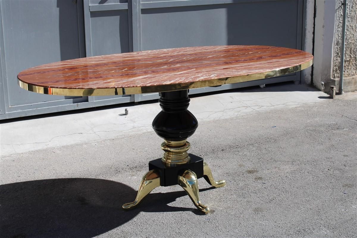 Mid Century Oval Dining Table Melchiorre Bega  Onix Tanzania Brass photo Furniture