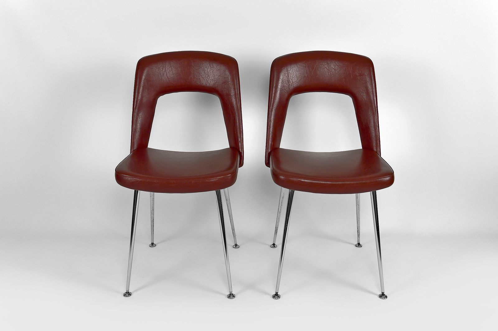 Pair Of "Conference" Chairs In Chrome And Leatherette, Circa 1960 photo furniture