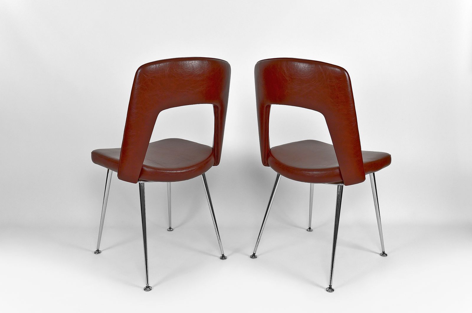 Pair Of "Conference" Chairs In Chrome And Leatherette, Circa 1960 photo vinterior
