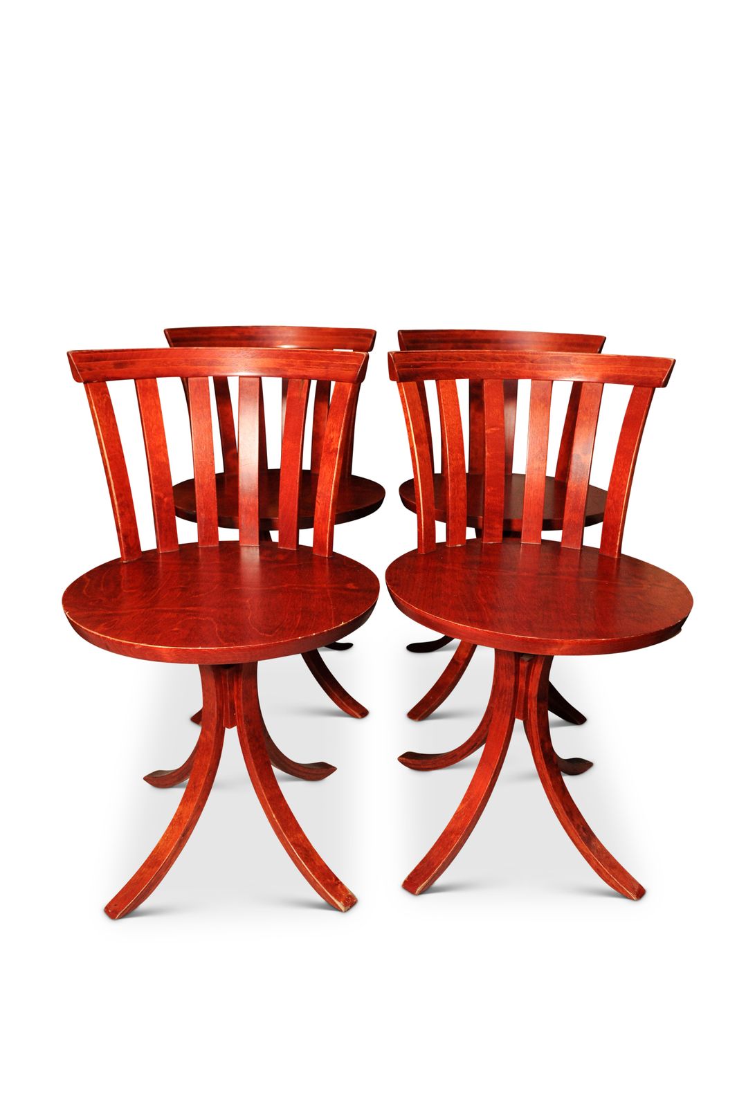 Edsbyverken Of Sweden Red Lacquered Birch Slat Back Dining Chair Designed By Jan Hallberg & Sune Formell In 1967 Four In Stock, Price Per Chair Ol photo furniture
