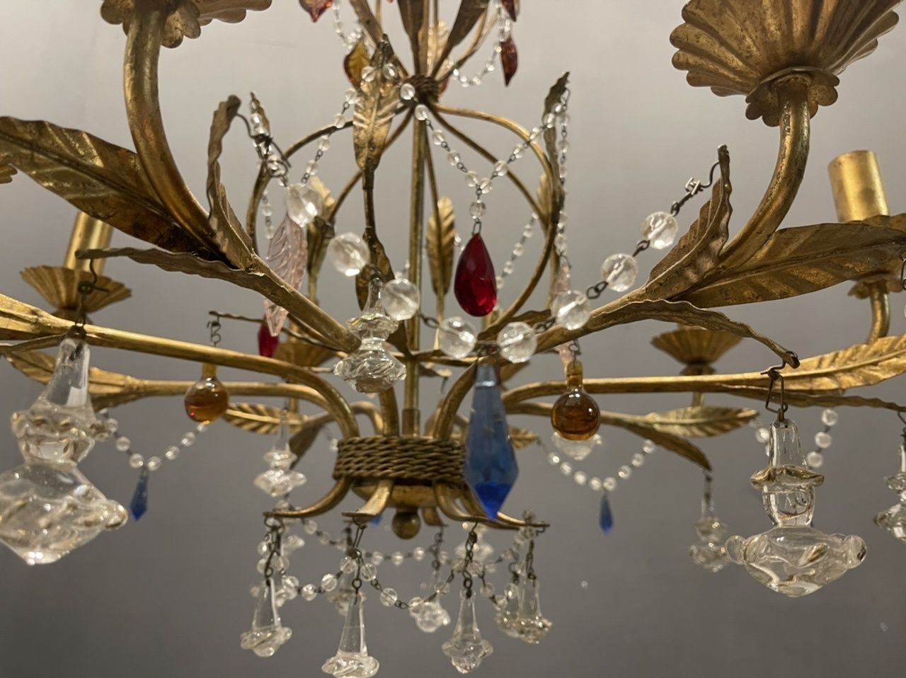1100.0 Italian Florentine Gold Gilded Murano Glass Chandelier photo