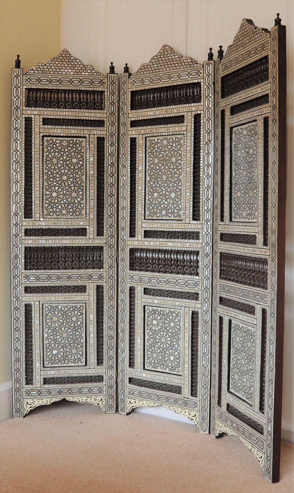 Vintage Islamic Middle East Mother Of Pearl Effect Screen photo furniture