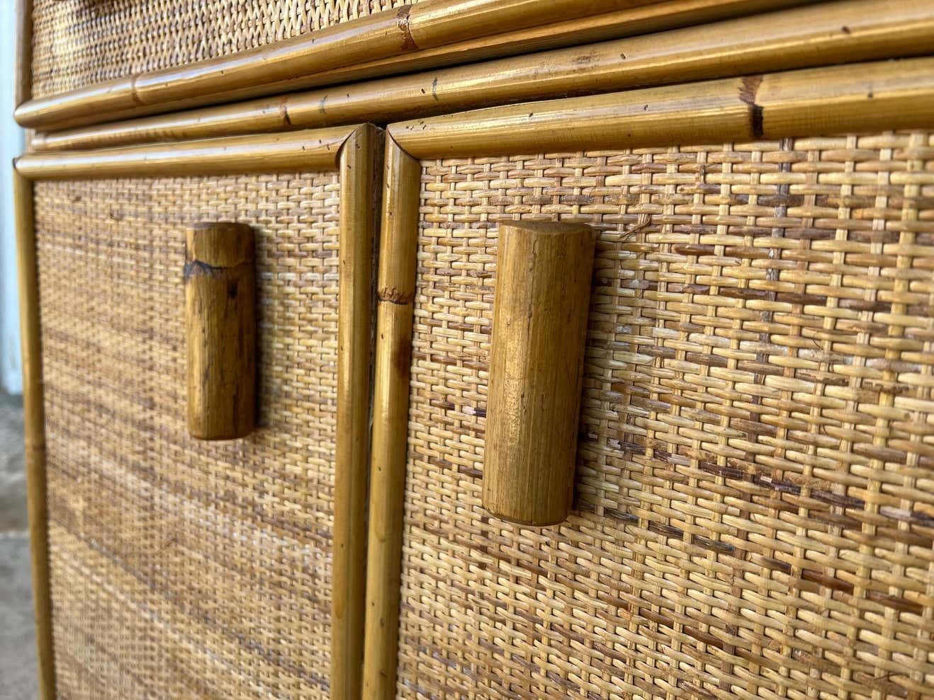 Furniture Curved Mid Century Bookcase With Shelves And Doors In Bamboo Italian Design photo
