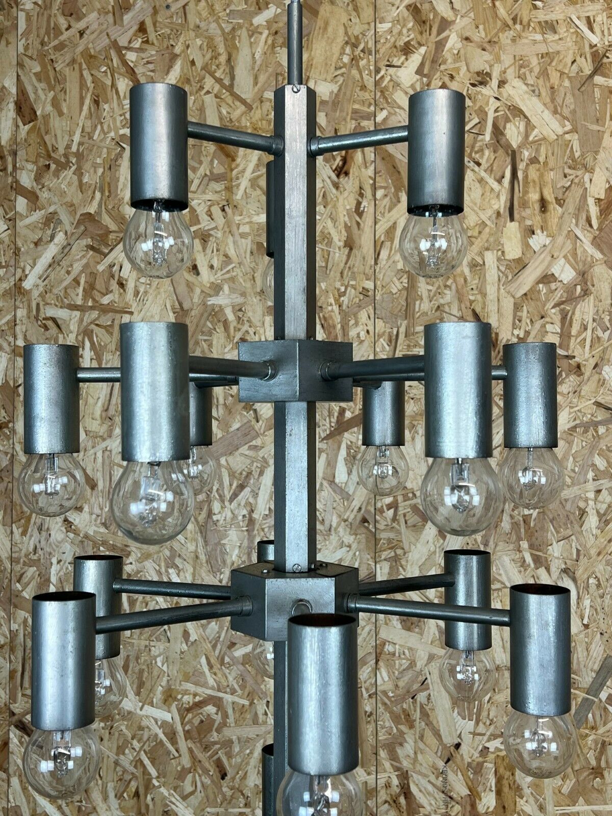 Xl 60s 70s Chandelier Chandelier Pendant Lamp Chrome & Metal Design 60s 70s photo for sale