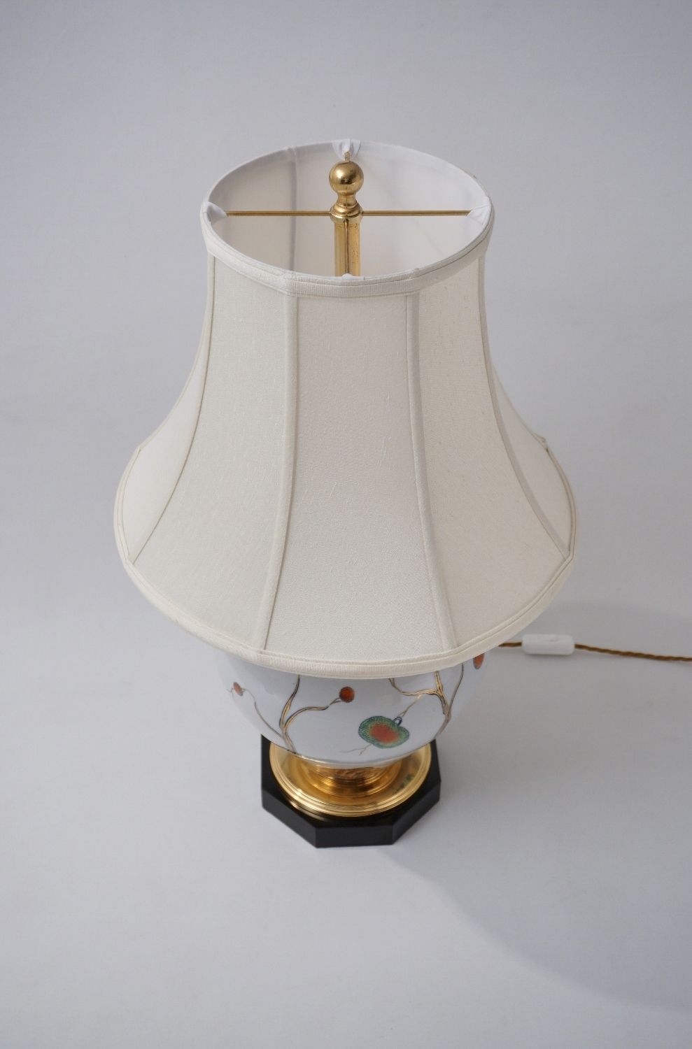 photo vinterior Giulia Mangani Porcelain Lamp Chinoiserie With Lychee, 1950`s Ca, Italian, 70cm, Rewired