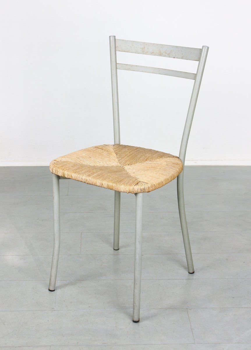Vintage Italian Straw And Metal Chair