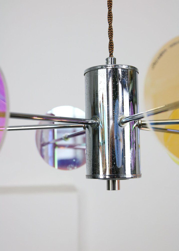 photo for sale Italian Chrome Lamp And Glass Sculpture, 1970s, Set Of 2