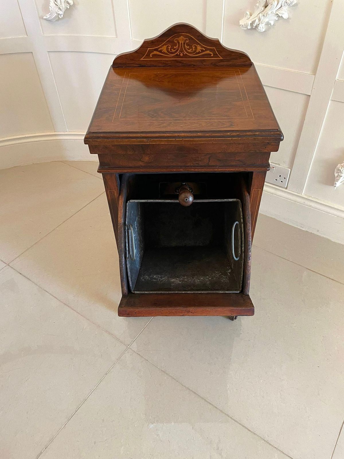 Antique Edwardian Freestanding Quality Rosewood Inlaid Coal Cabinet photo furniture