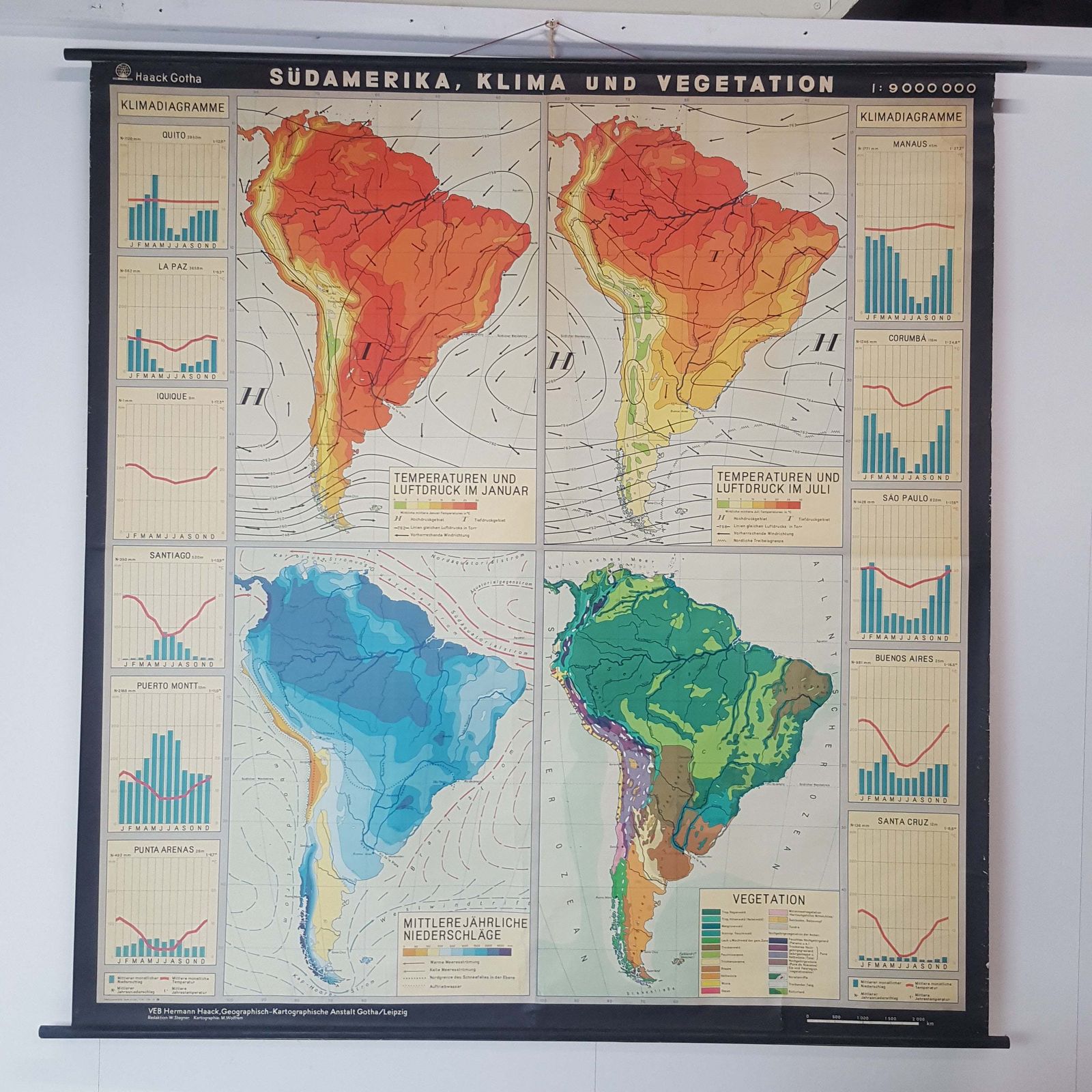 Vintage South America Climate Change Wall Chart