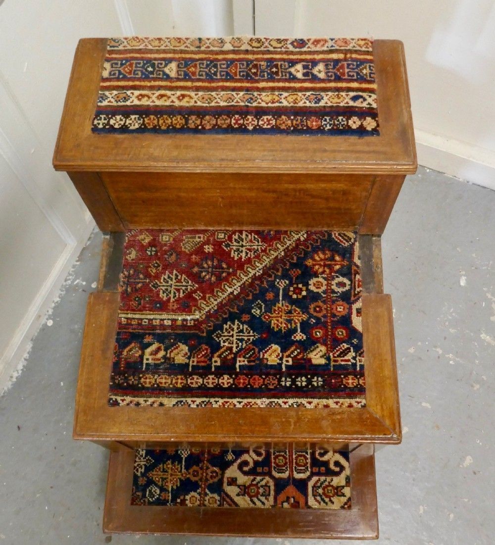 Early Victorian Library Steps Or 3 Step Commode On Turned Legs photo buy