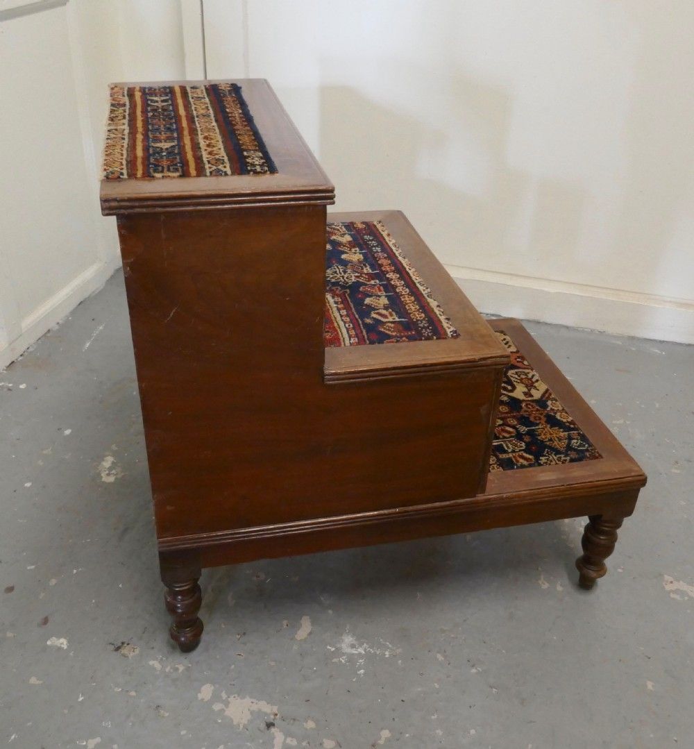 Early Victorian Library Steps Or 3 Step Commode On Turned Legs photo vintage