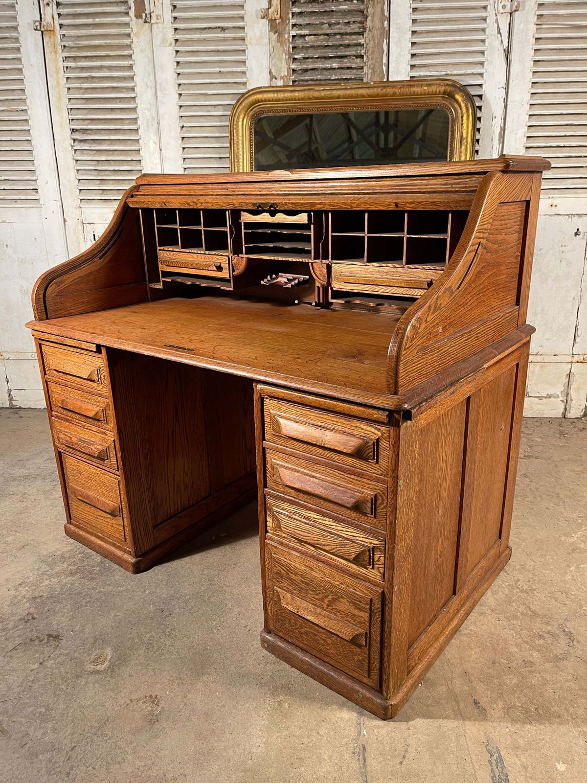 Rare Antique American Cutler & Sons Roll Top Oak Desk Circa 1880 photo furniture