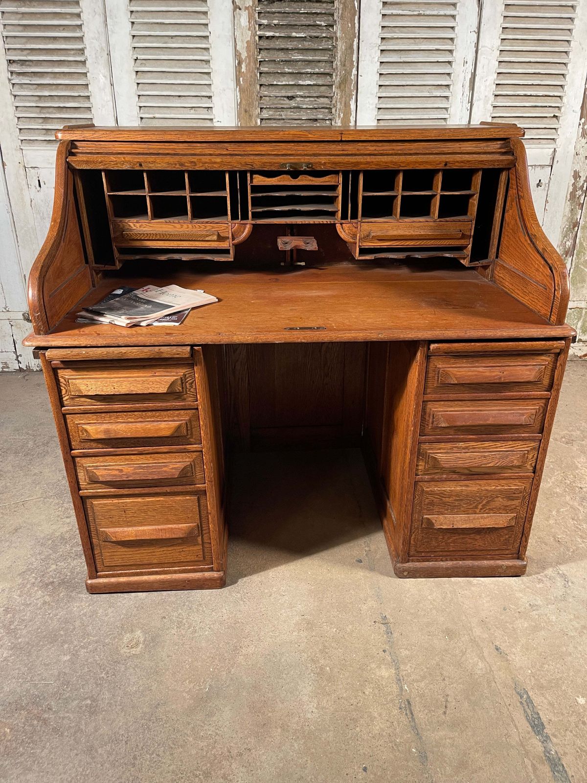 Rare Antique American Cutler & Sons Roll Top Oak Desk Circa 1880 photo 1250.0