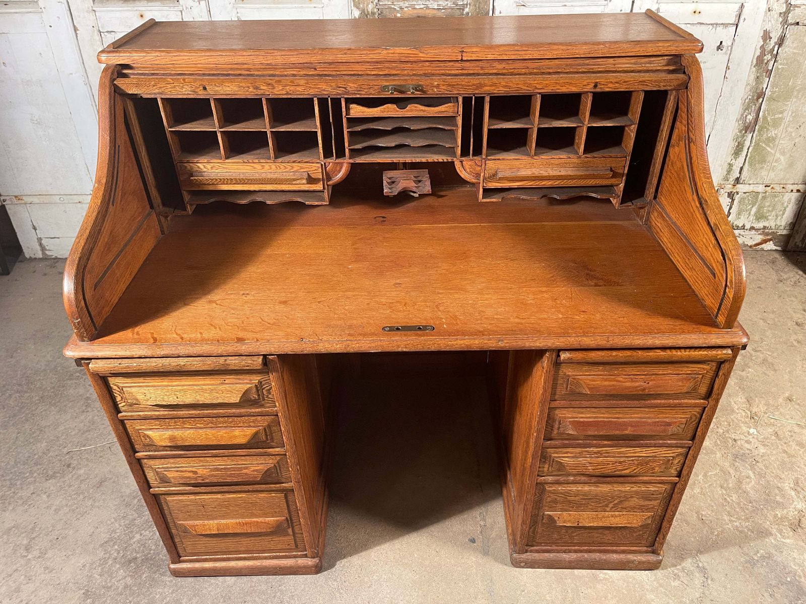 Rare Antique American Cutler & Sons Roll Top Oak Desk Circa 1880 photo vinterior