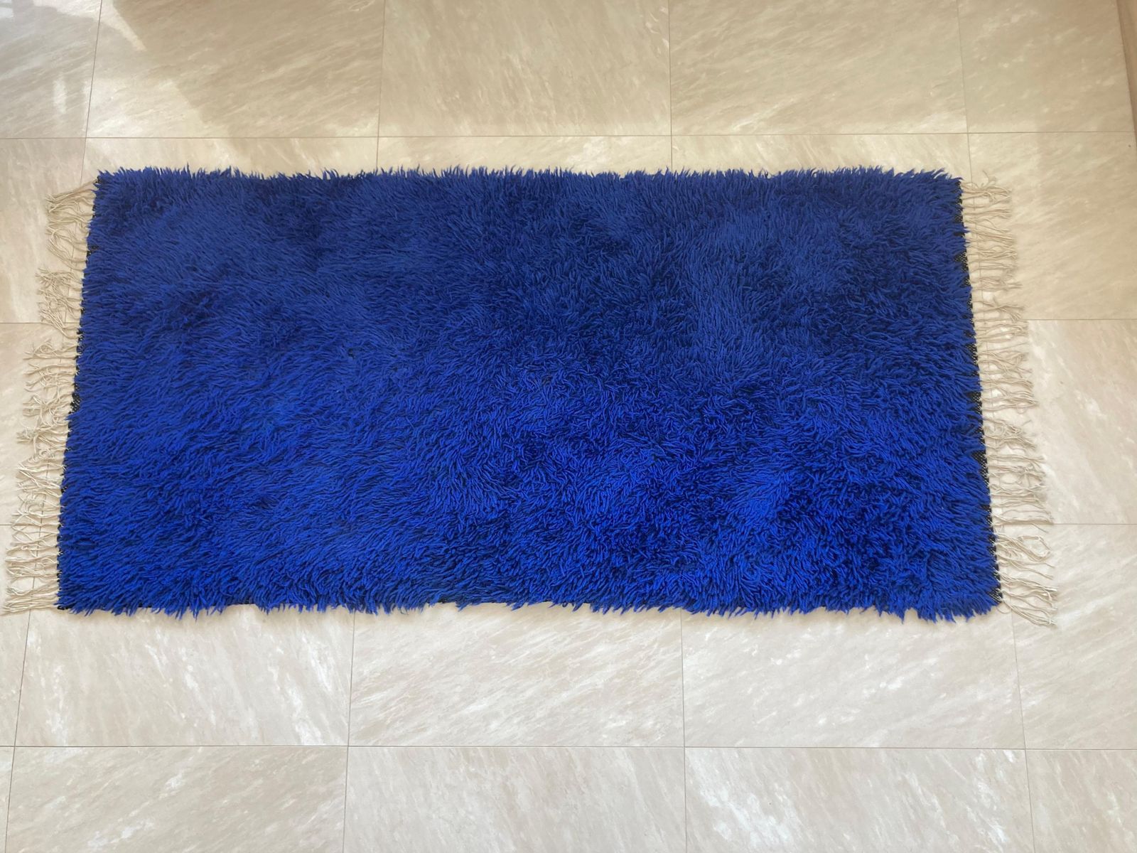 Pair Of Blue Wool Midcentury Design Carpets   Denmark   1970s photo for sale