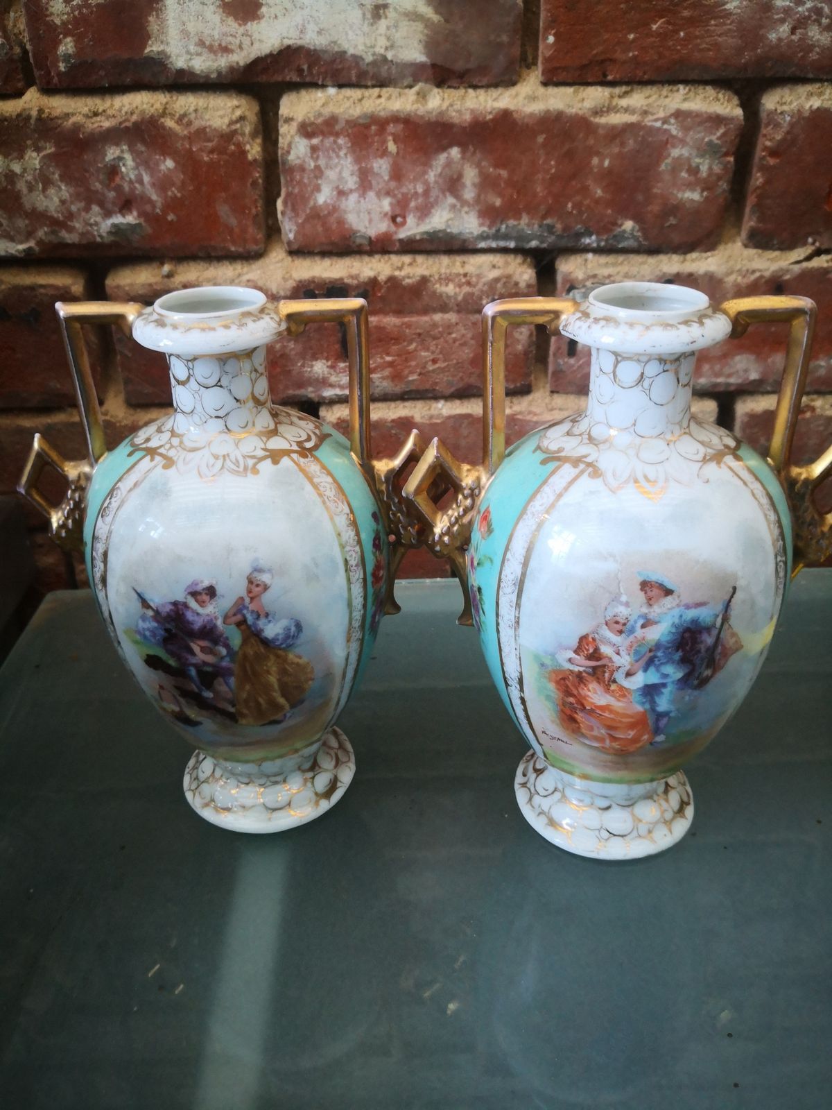 Pair Of Antique Austrian Vases Signed By Freidrich Stahl photo furniture