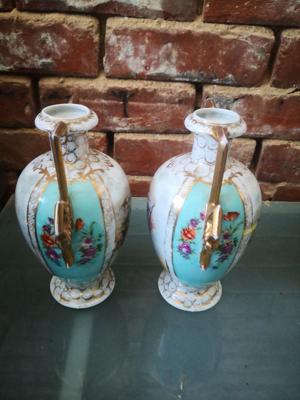 Pair Of Antique Austrian Vases Signed By Freidrich Stahl photo buy