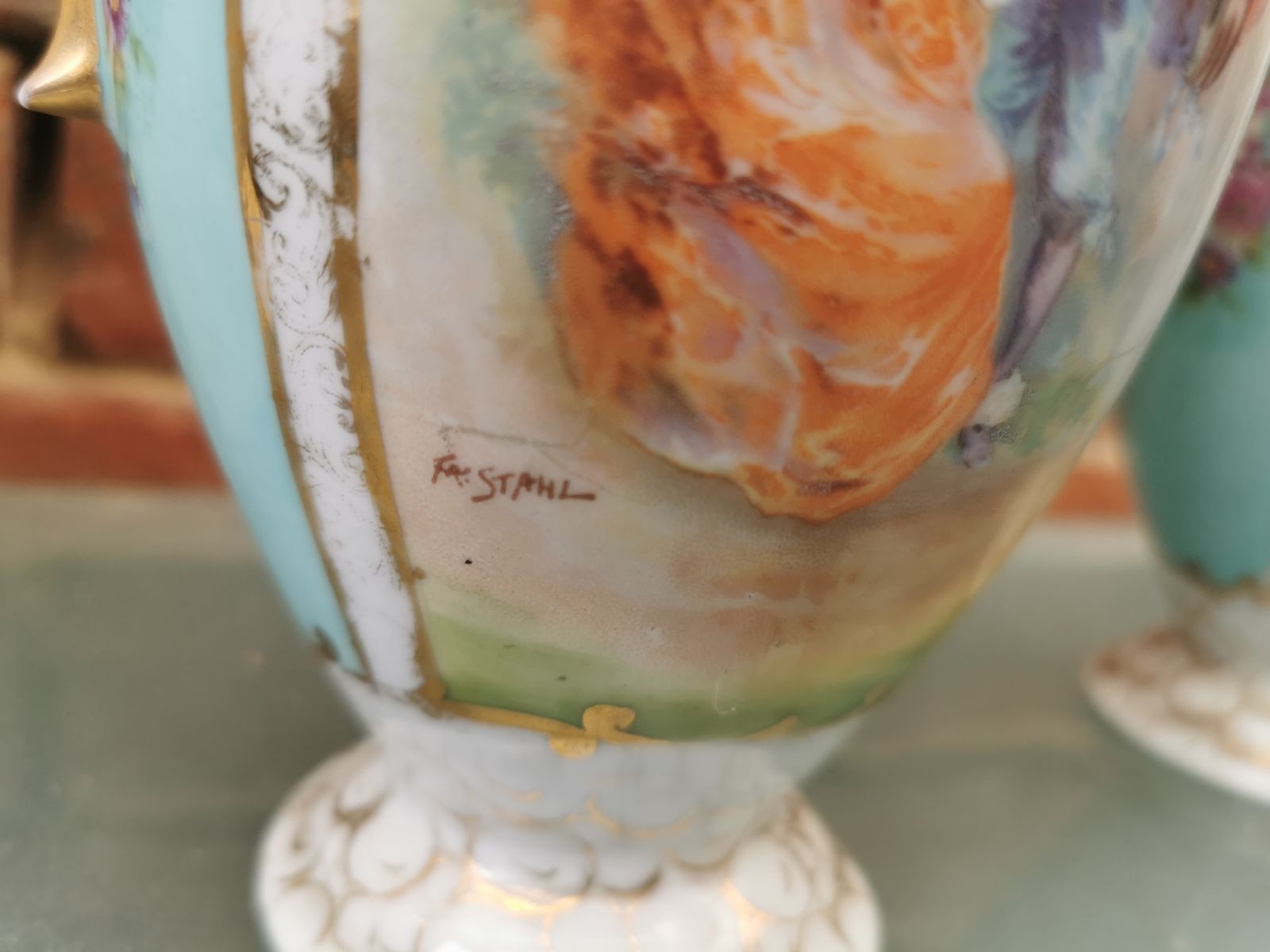 Home Decor Pair Of Antique Austrian Vases Signed By Freidrich Stahl photo