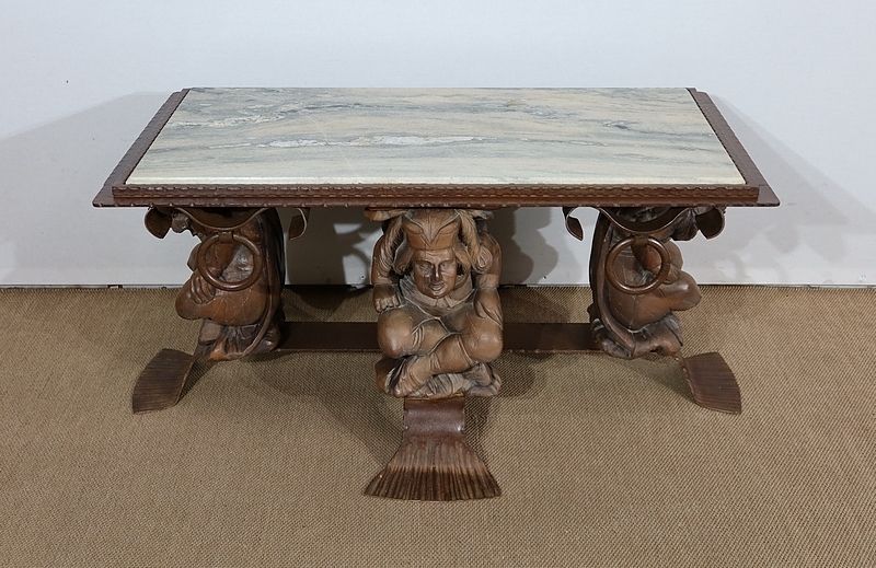 Iron And Marble Coffee Table Jm Rothschild – 1950