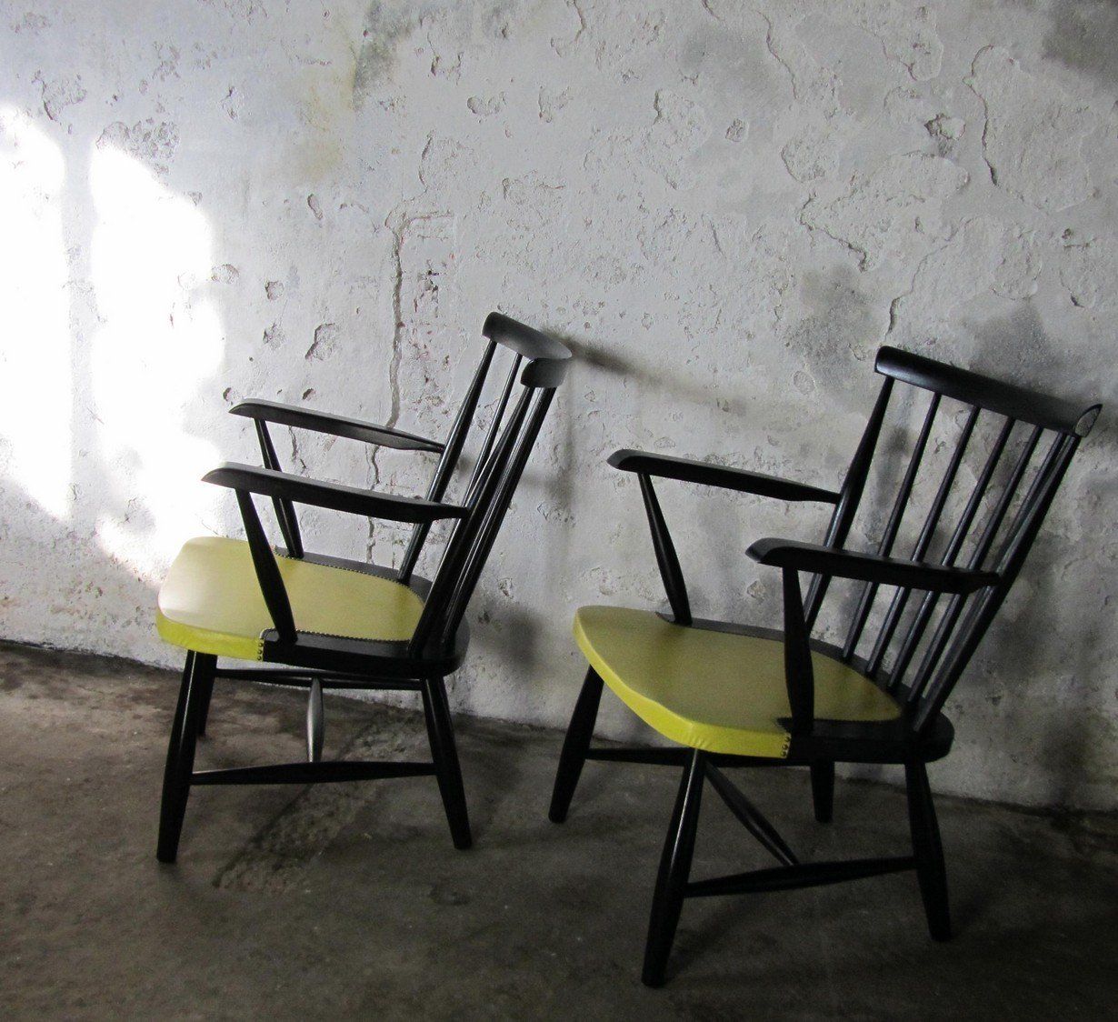 Mid Century Spindle Back Armchairs, 1950s, Set Of 2 photo for sale