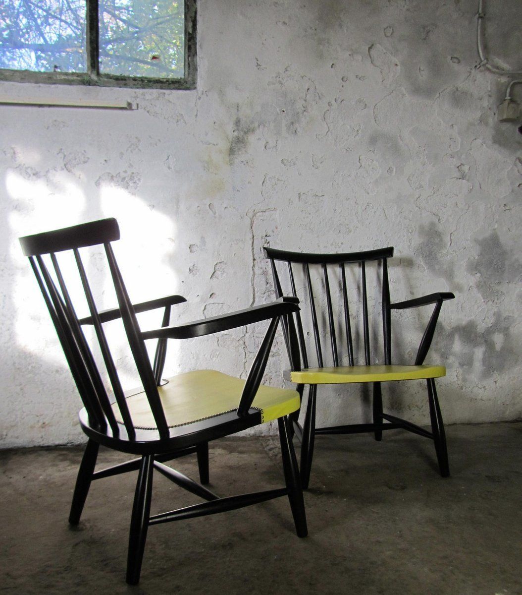 photo for sale Mid Century Spindle Back Armchairs, 1950s, Set Of 2