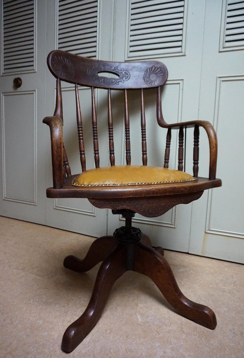 19th Century American Oak Revolving Library Armchair photo buy