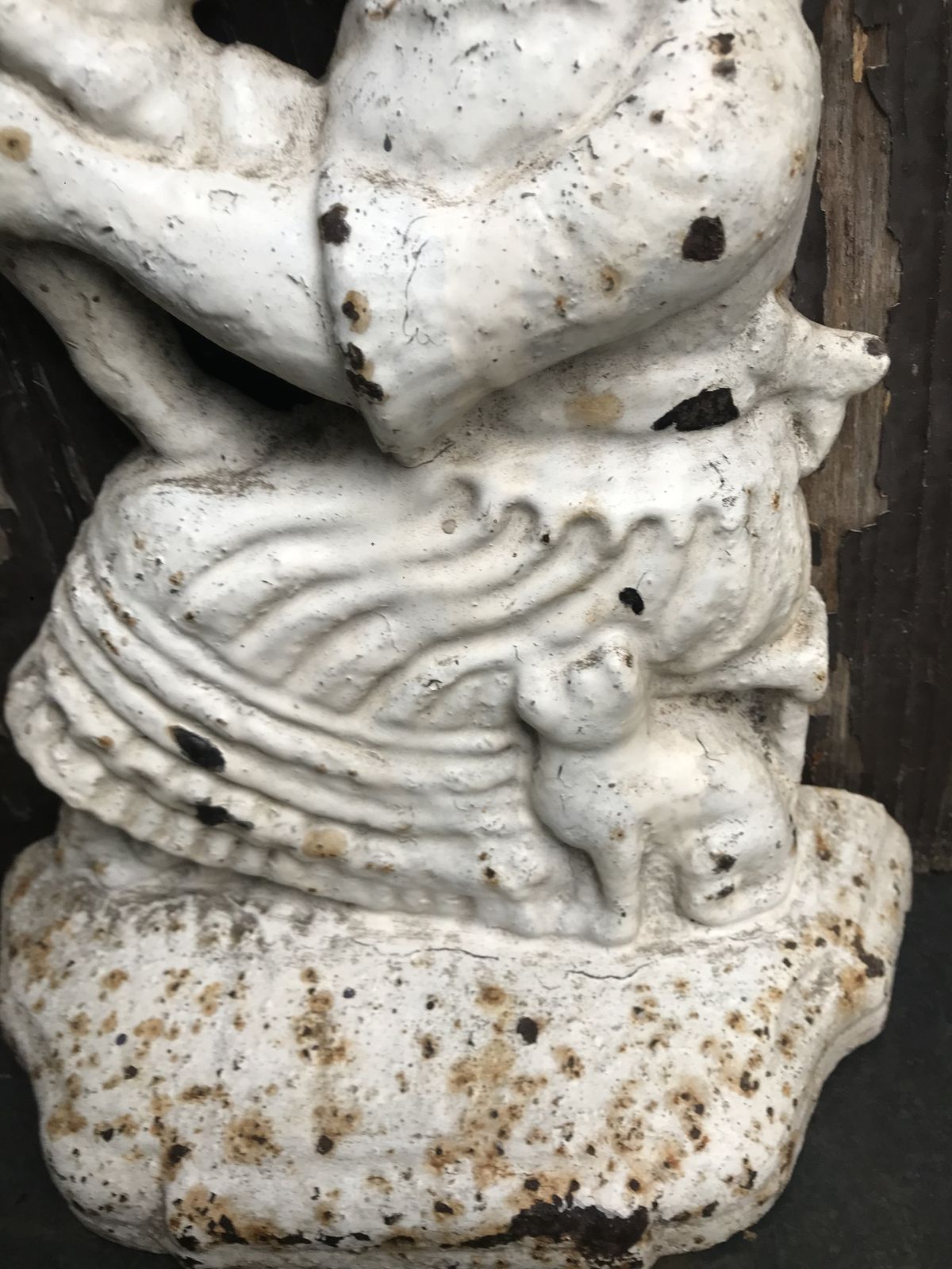 Antique Cast Iron Door Stop Judy With Baby And Cat photo 175.0