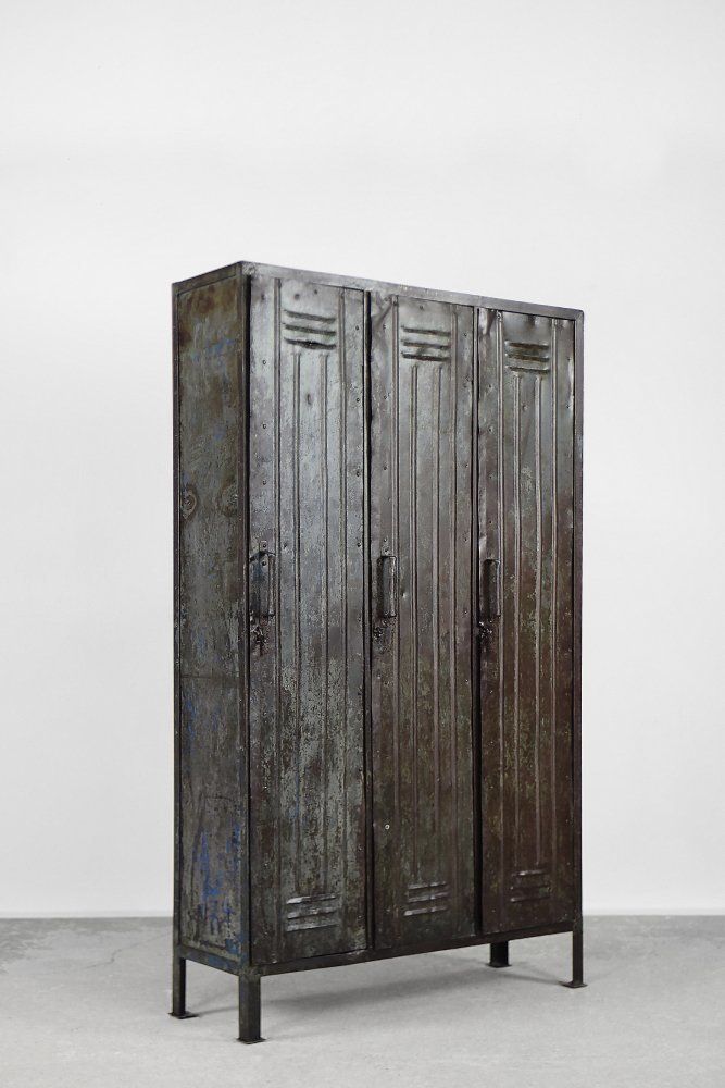 Vintage Industrial Metal Factory Cabinet, 1950s photo for sale