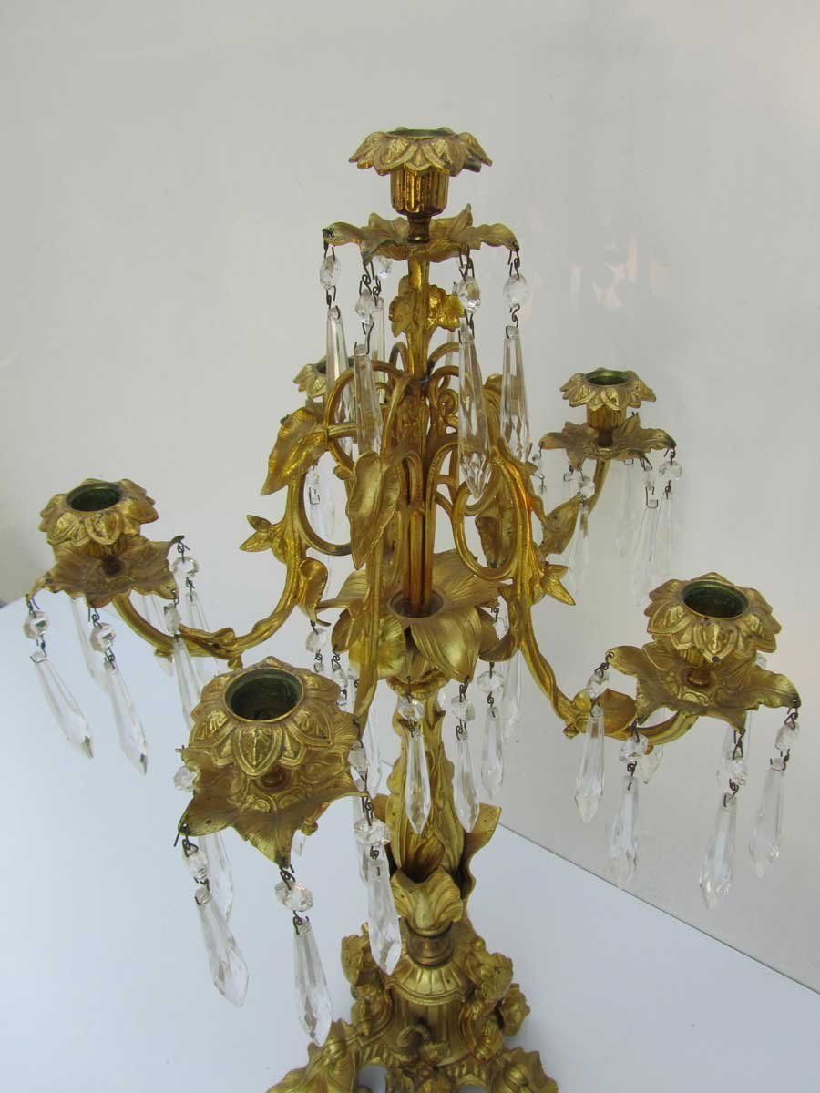 19th Century Gilt Bronze & Crystal Candelabras, Set Of 2 photo Home Decor