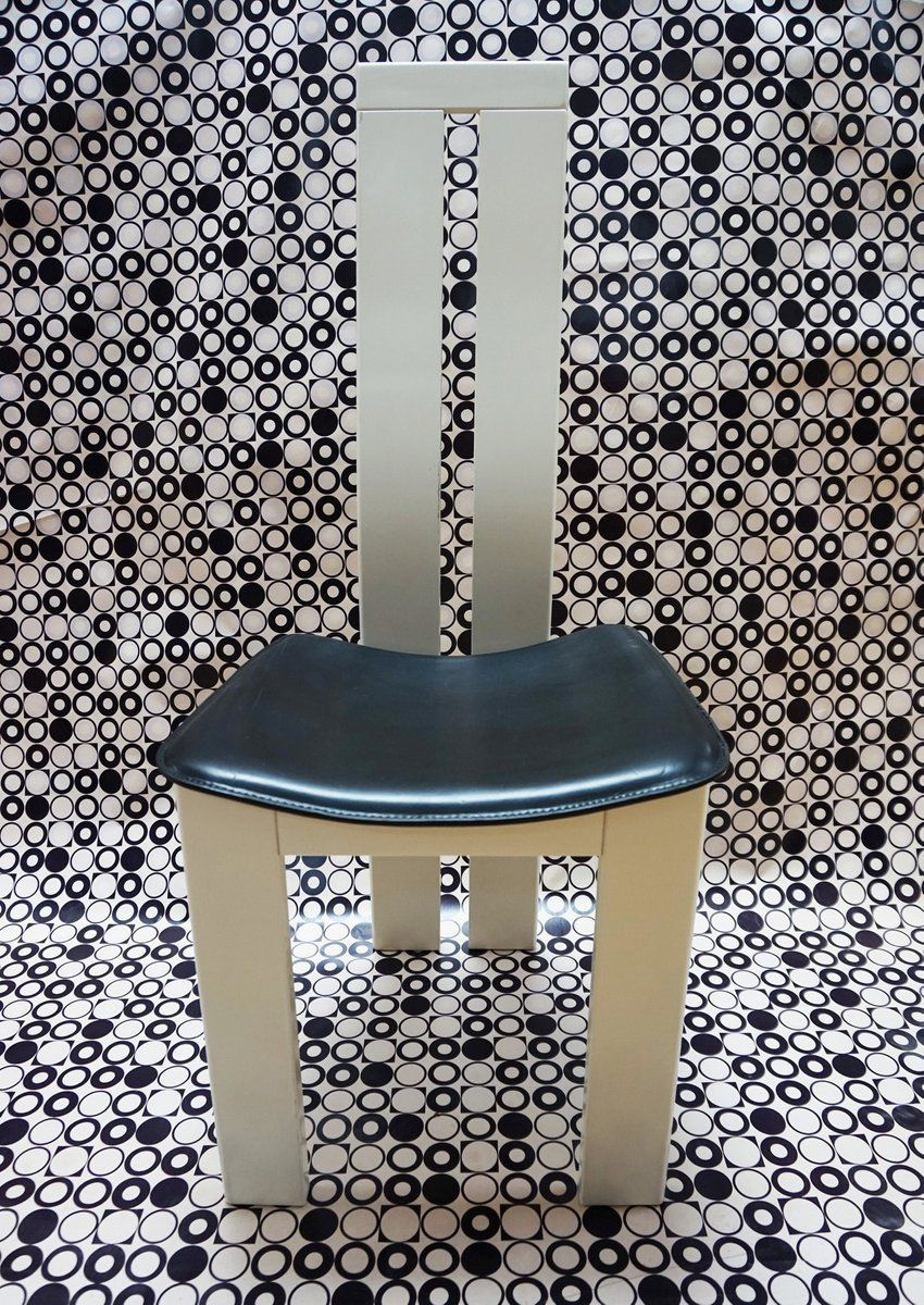 Black & White Italian Dining Chairs By Pietro Costantini For Ello, 1970s, Set Of 8