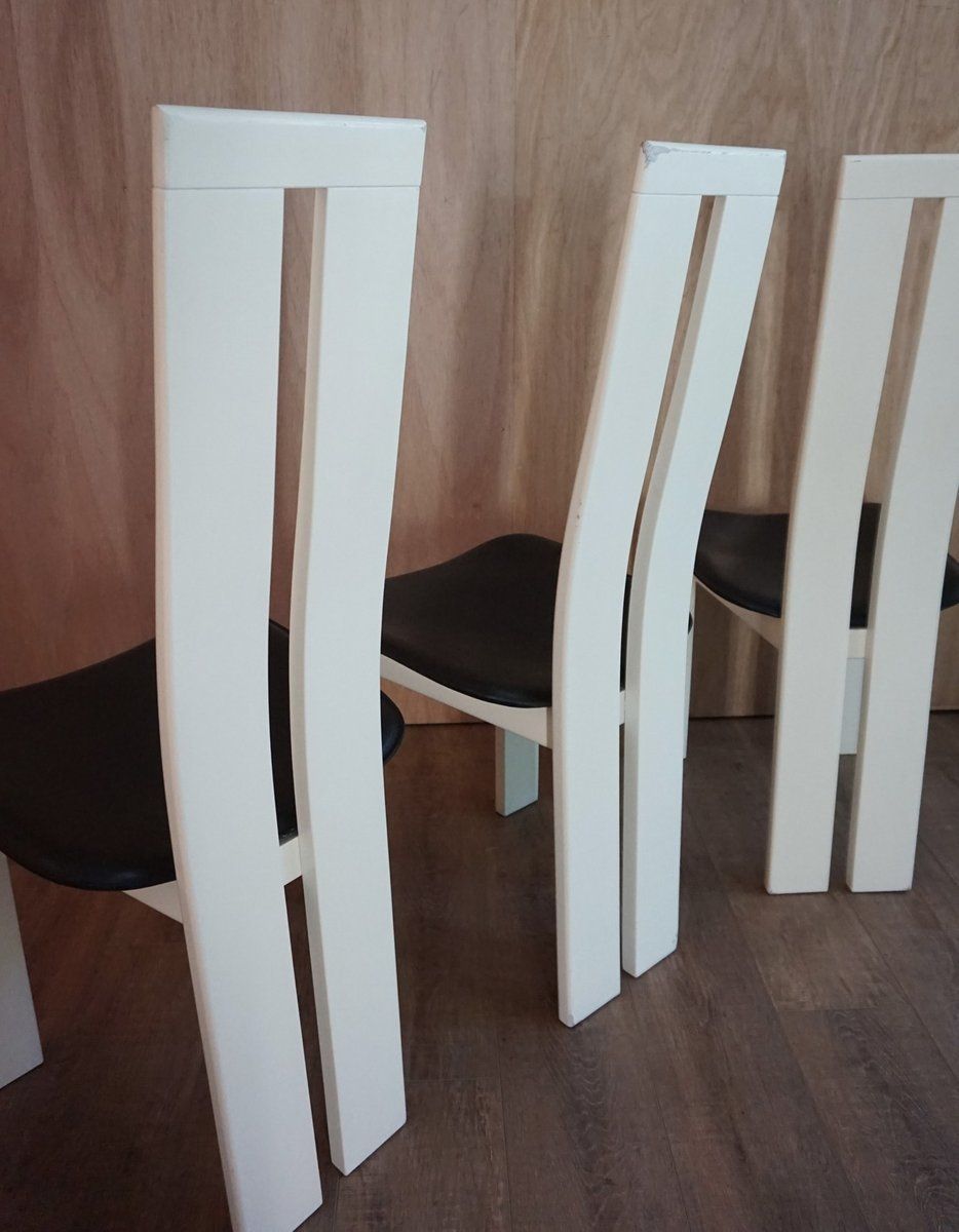 photo for sale Black & White Italian Dining Chairs By Pietro Costantini For Ello, 1970s, Set Of 8