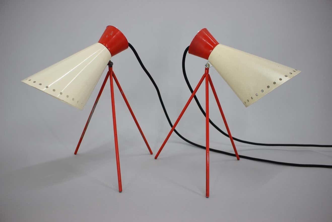 Pair Of Mid Century Table Lamps Napako, 1960s photo for sale