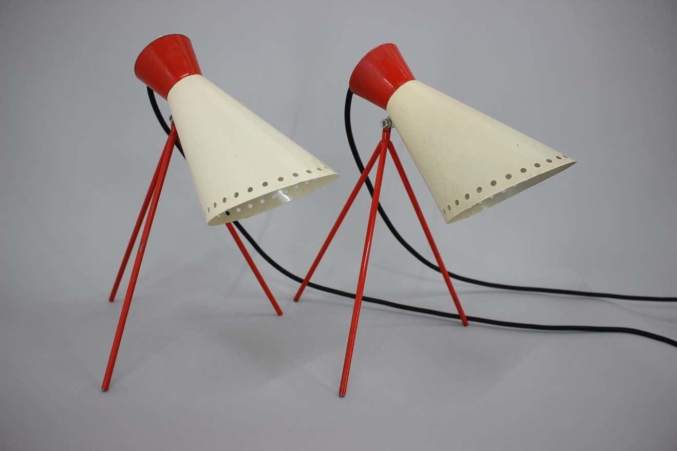 Pair Of Mid Century Table Lamps Napako, 1960s photo Lighting