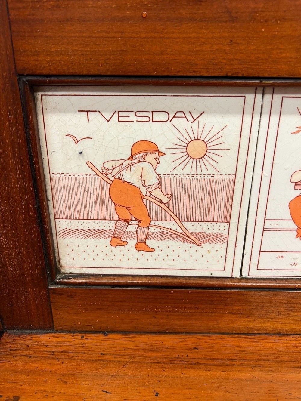 Rare Ellen E. Houghton Of Minton Tiled Hall Stand And Hall Chairs "Days Of The Week" photo for sale
