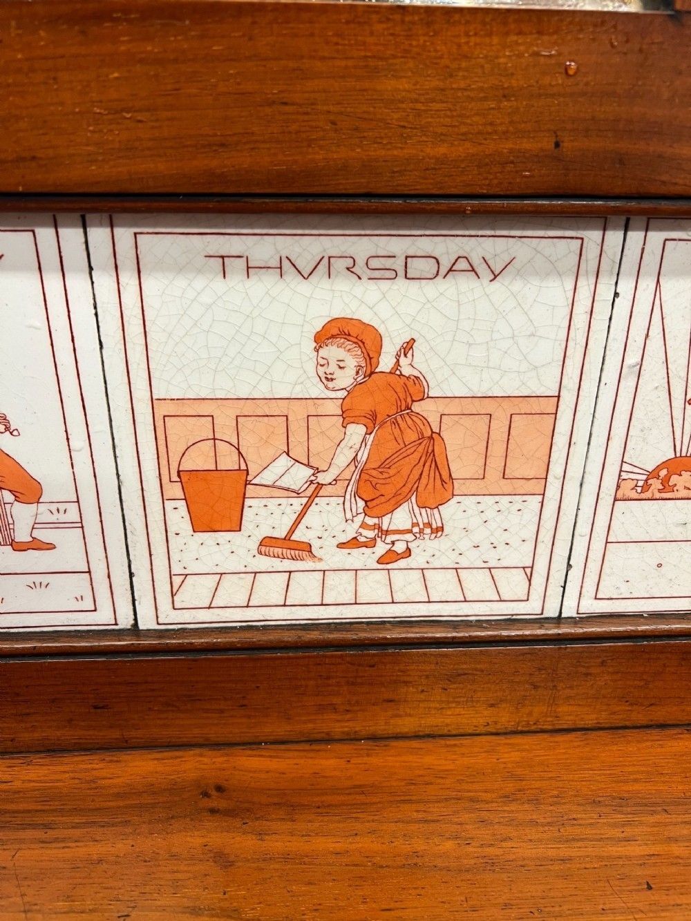 Rare Ellen E. Houghton Of Minton Tiled Hall Stand And Hall Chairs "Days Of The Week" photo 2585.0