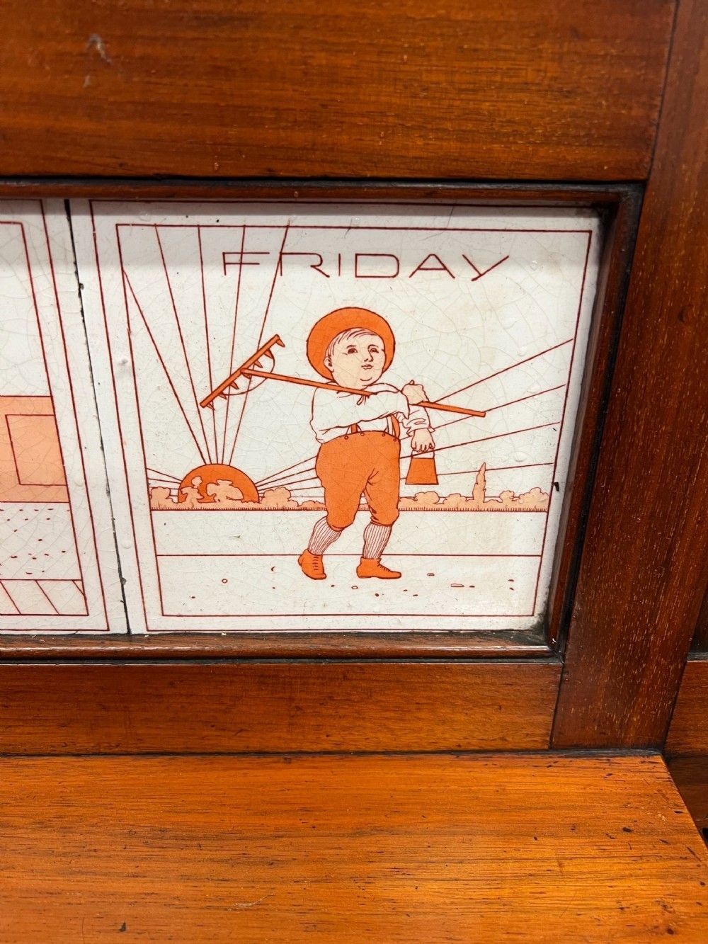 Rare Ellen E. Houghton Of Minton Tiled Hall Stand And Hall Chairs "Days Of The Week" photo vinterior