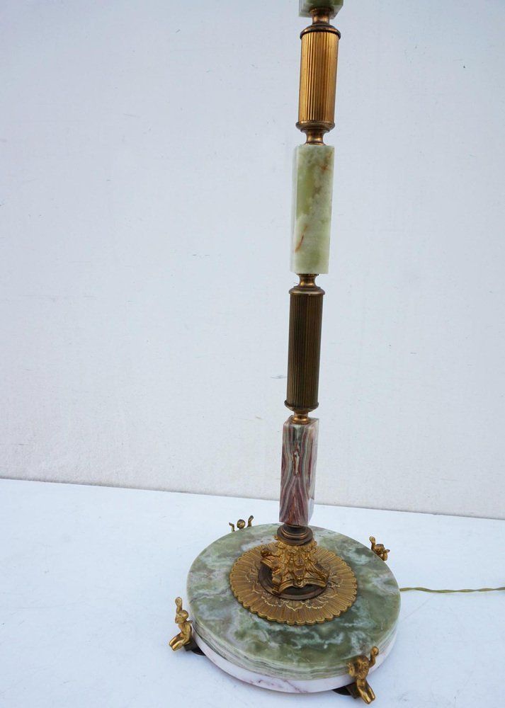 Mid Century Modern Hollywood Regency Onyx Marble And Gilt Floor Lamp, 1960s photo 1795.0