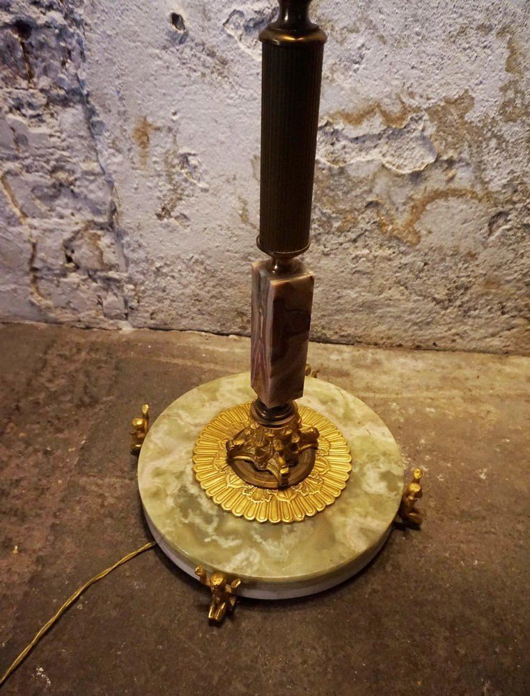 1795.0 Mid Century Modern Hollywood Regency Onyx Marble And Gilt Floor Lamp, 1960s photo