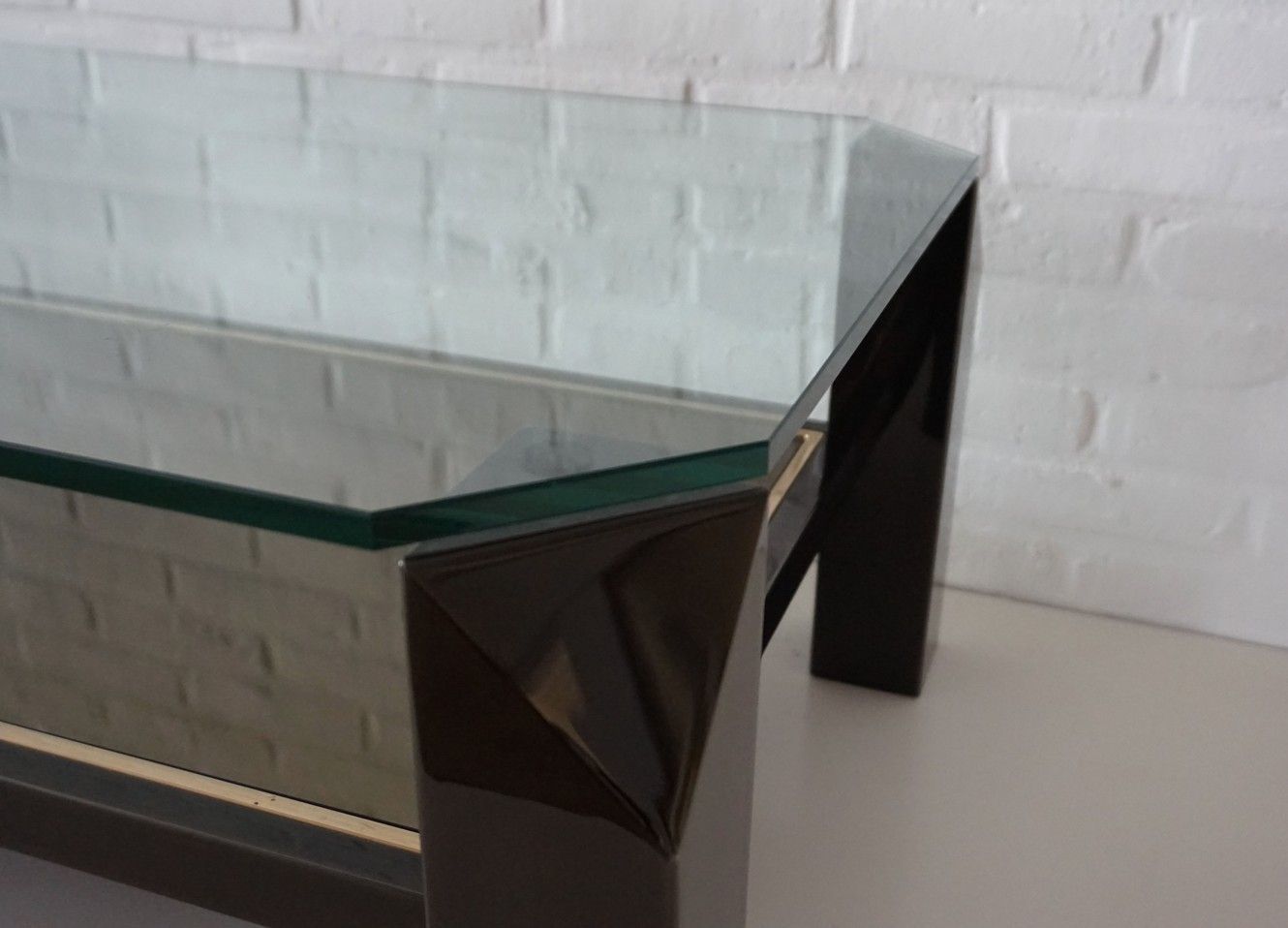 Black & Gold Plated Sculptural Coffee Table From Belgo Chrom & Dewulf Selection, 1970s photo vinterior