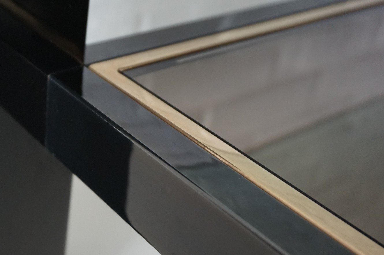 photo furniture Black & Gold Plated Sculptural Coffee Table From Belgo Chrom & Dewulf Selection, 1970s
