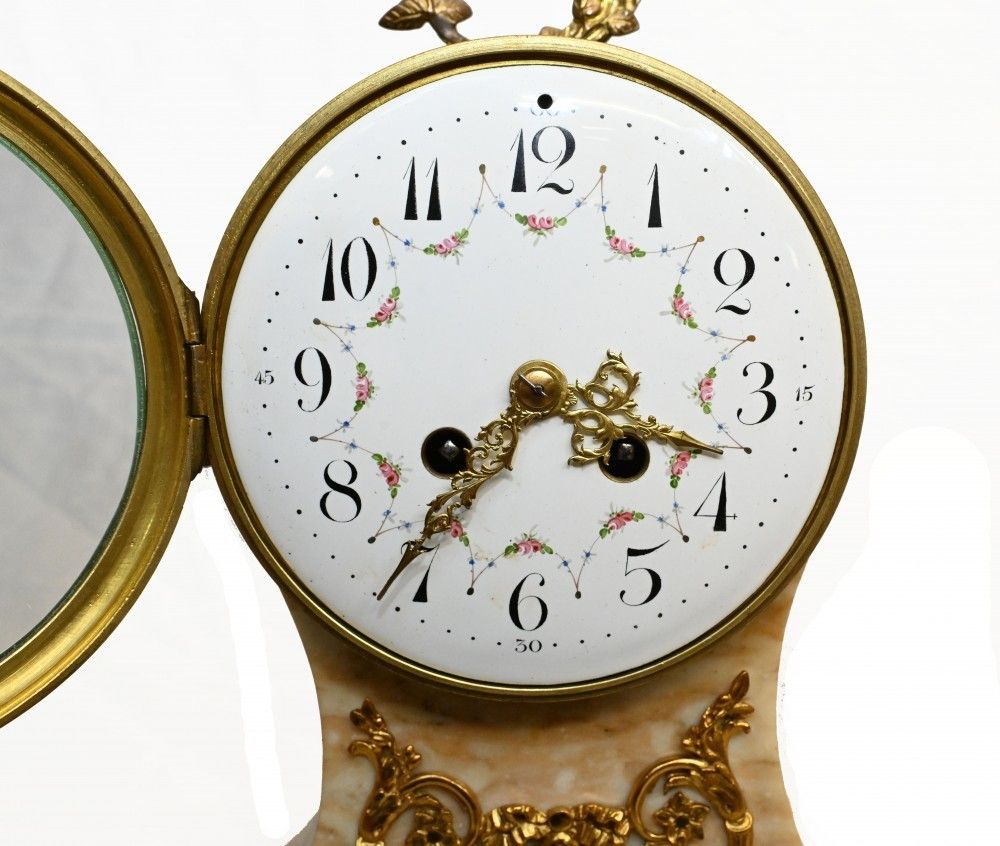 French Mantle Clock Set Garniture Marble 1880 photo buy