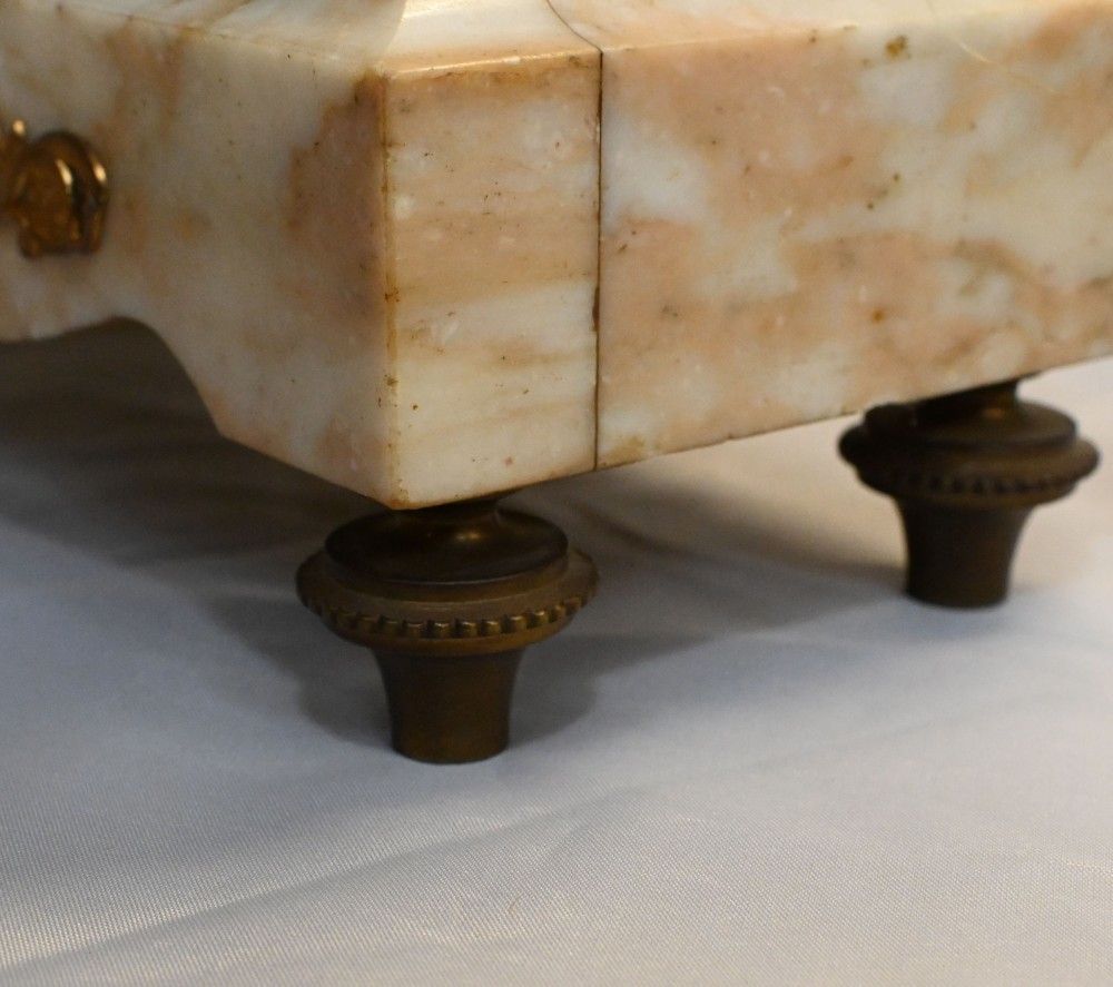 French Mantle Clock Set Garniture Marble 1880 photo vintage