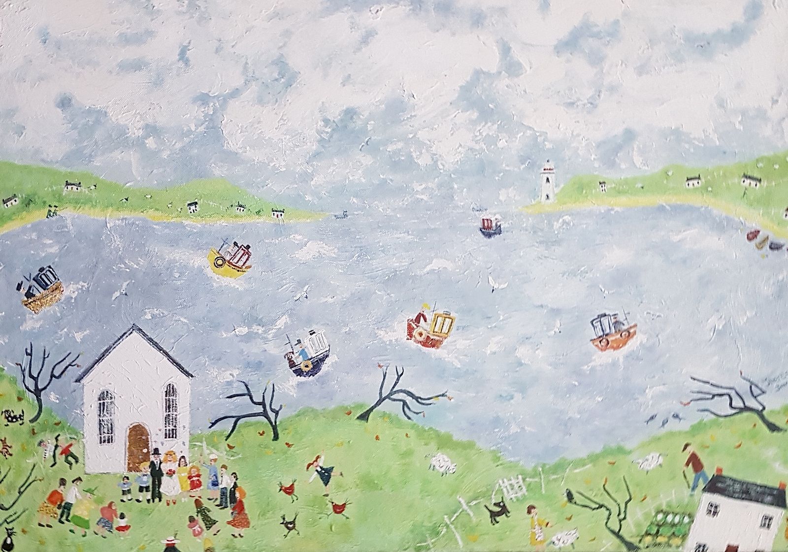 It Was Flora’s Wedding So The Cows Would Have To Wait. Figurative Painting By Therese James photo furniture