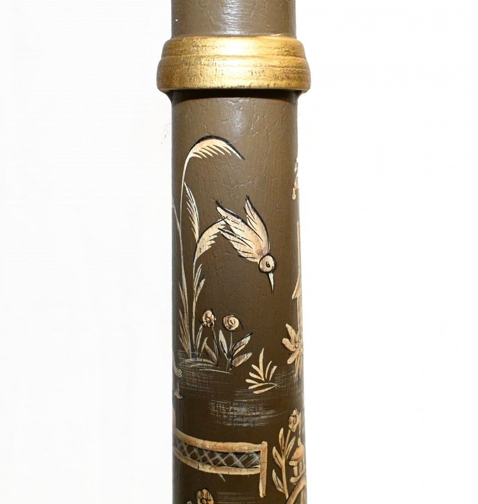 photo furniture Pair Chinoiserie Lights Column Lamps Lacquer