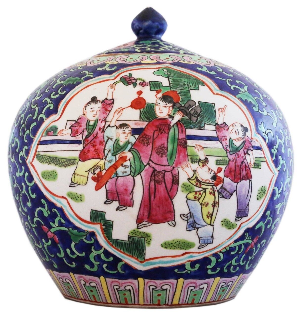 Oriental Chinese 19th Century Tongzhi Ginger Temple Jar Famille Rose