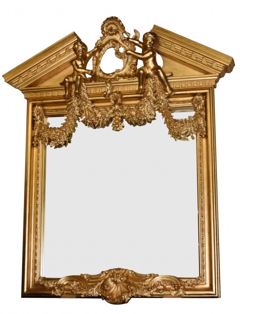 Gilt Pier Mirror   English Palladian Cherubs Neo Classical