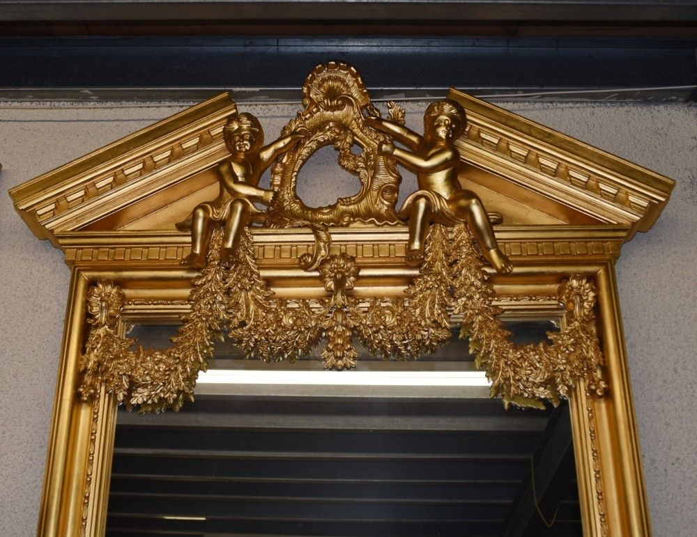 Gilt Pier Mirror   English Palladian Cherubs Neo Classical photo buy