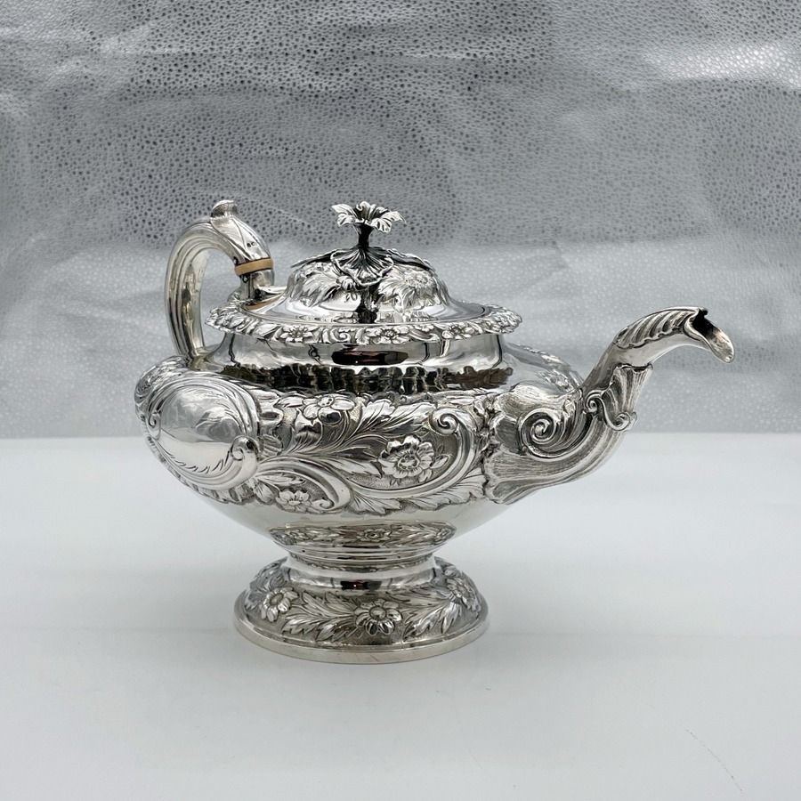 William IV Sterling Silver Three Piece Tea Set London 1834 John Wakefield photo for sale