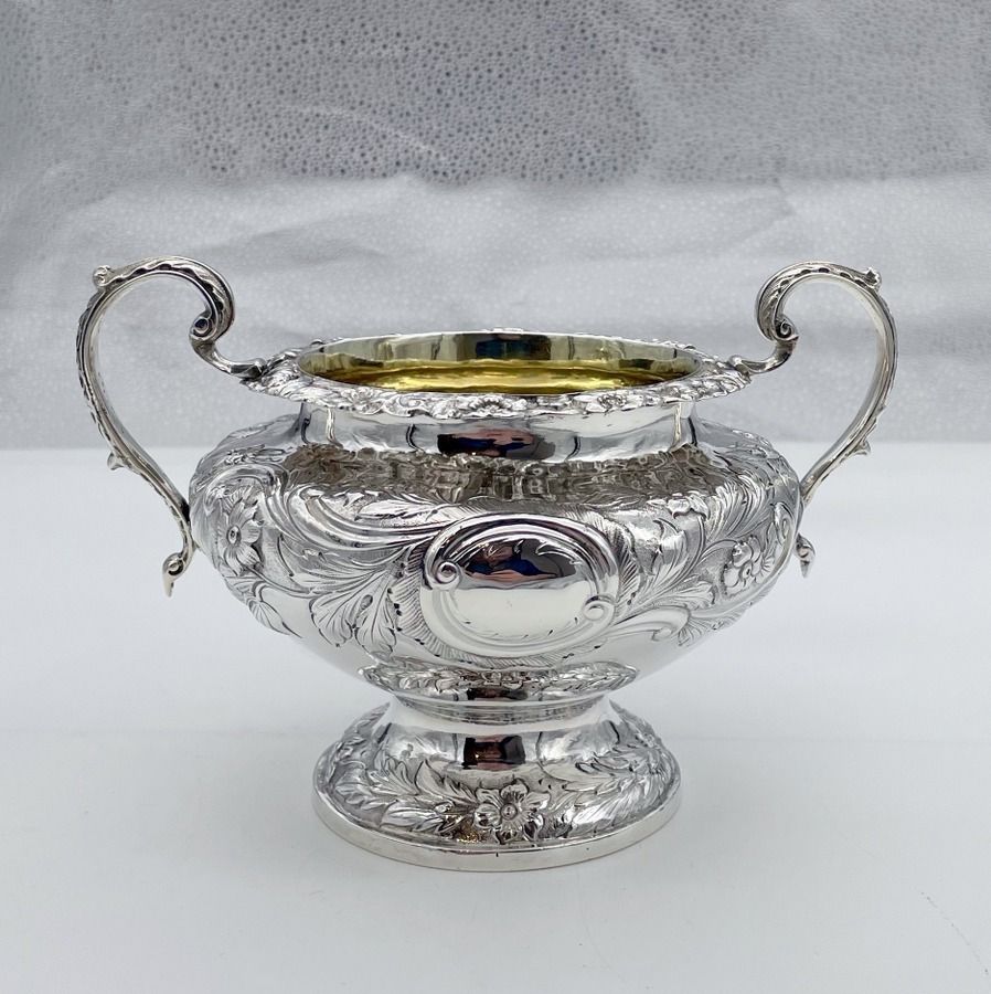William IV Sterling Silver Three Piece Tea Set London 1834 John Wakefield photo vintage