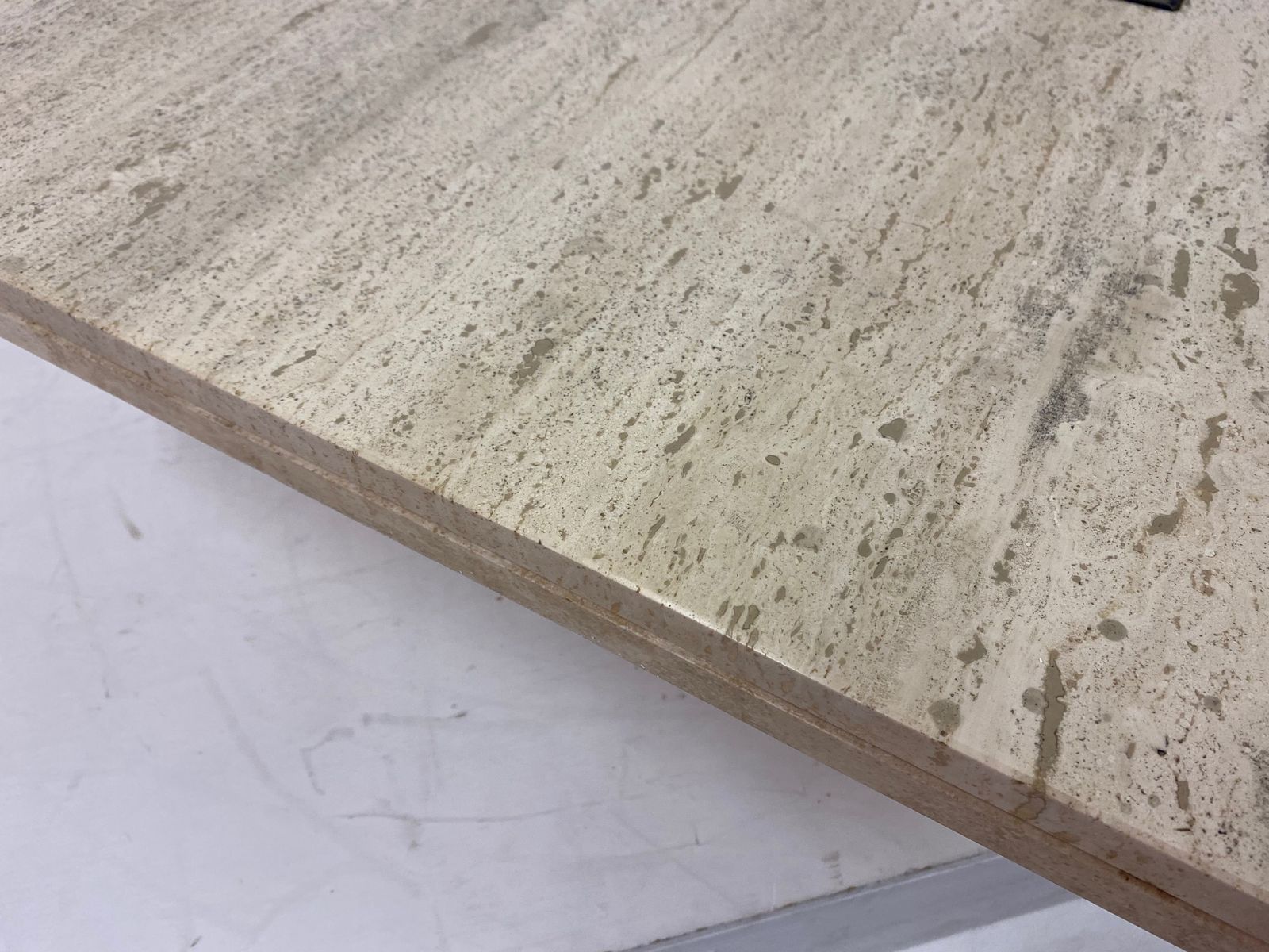 photo furniture 1970s Travertine And Brass Coffee Table